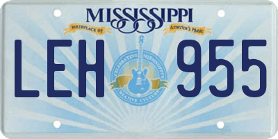 MS license plate LEH955