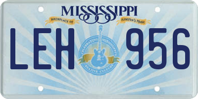 MS license plate LEH956