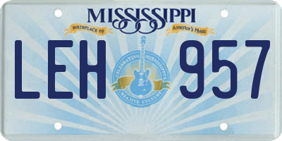MS license plate LEH957