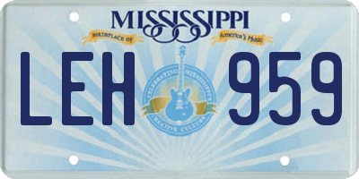 MS license plate LEH959