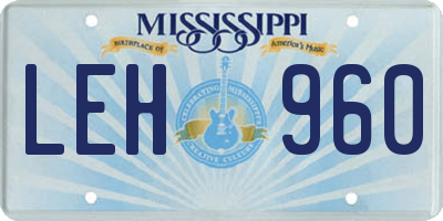 MS license plate LEH960