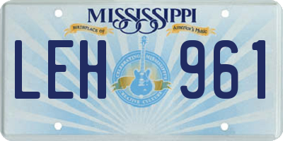 MS license plate LEH961
