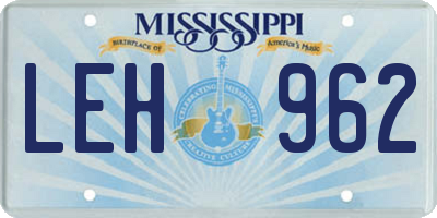 MS license plate LEH962