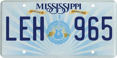 MS license plate LEH965