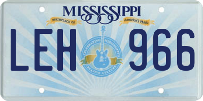 MS license plate LEH966