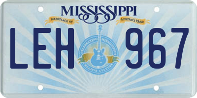 MS license plate LEH967