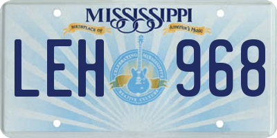 MS license plate LEH968