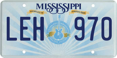 MS license plate LEH970