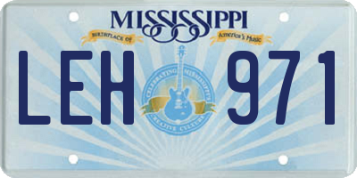 MS license plate LEH971
