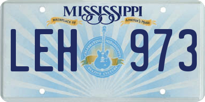 MS license plate LEH973