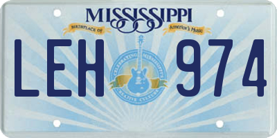 MS license plate LEH974