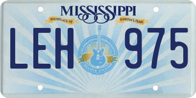 MS license plate LEH975