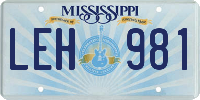 MS license plate LEH981