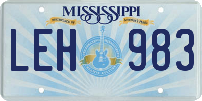 MS license plate LEH983