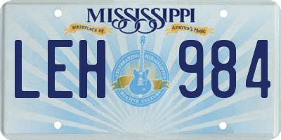 MS license plate LEH984