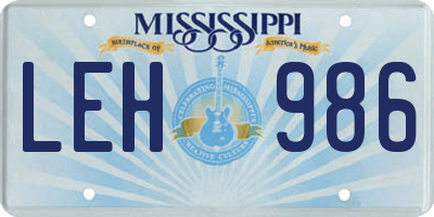 MS license plate LEH986