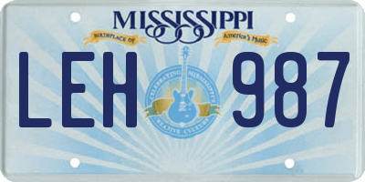 MS license plate LEH987