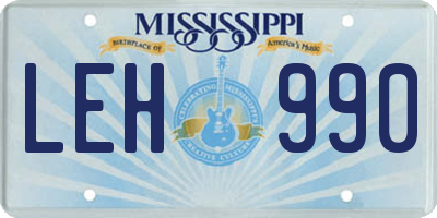 MS license plate LEH990