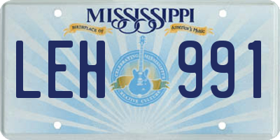 MS license plate LEH991