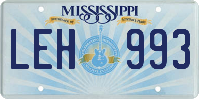 MS license plate LEH993
