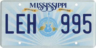 MS license plate LEH995