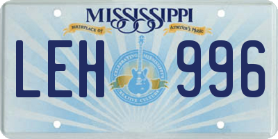 MS license plate LEH996