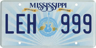 MS license plate LEH999