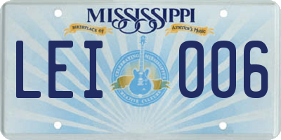 MS license plate LEI006