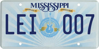 MS license plate LEI007