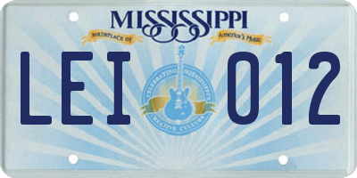 MS license plate LEI012