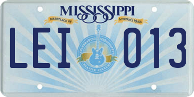 MS license plate LEI013