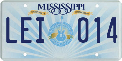 MS license plate LEI014