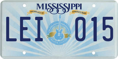 MS license plate LEI015