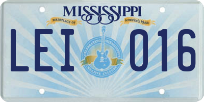 MS license plate LEI016