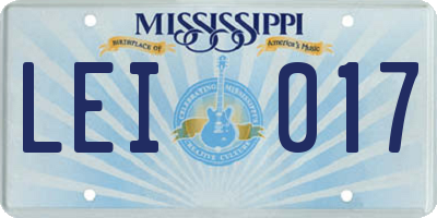 MS license plate LEI017
