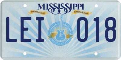 MS license plate LEI018