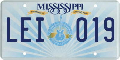 MS license plate LEI019
