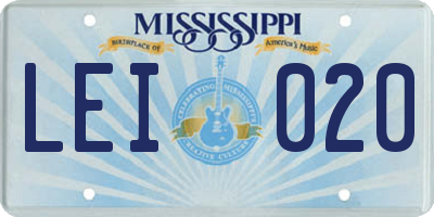 MS license plate LEI020