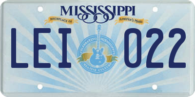 MS license plate LEI022