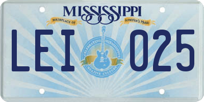 MS license plate LEI025
