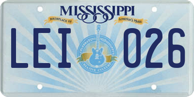 MS license plate LEI026