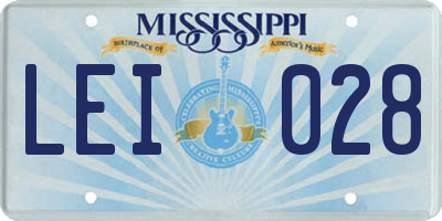 MS license plate LEI028