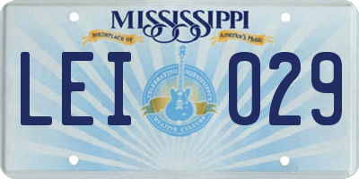 MS license plate LEI029