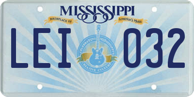 MS license plate LEI032