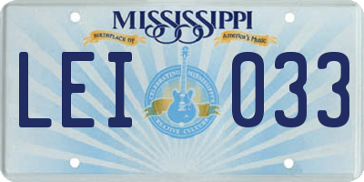 MS license plate LEI033