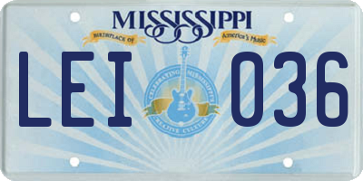 MS license plate LEI036