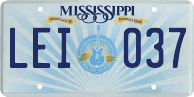 MS license plate LEI037