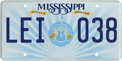 MS license plate LEI038