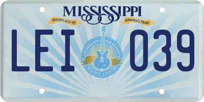 MS license plate LEI039