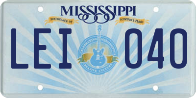 MS license plate LEI040